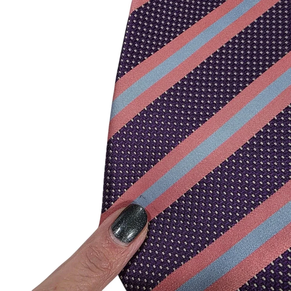 ETON Silk Striped Dotted Necktie Purple Pink Blue Men's Formal Fashion Accessory